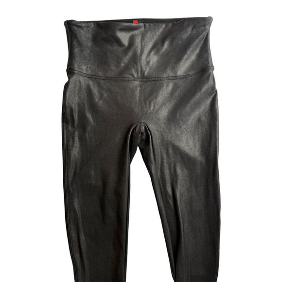 Spanx Womens Faux Leather Leggings Stretch Pants Color Black Size Large Petite - Picture 4 of 11